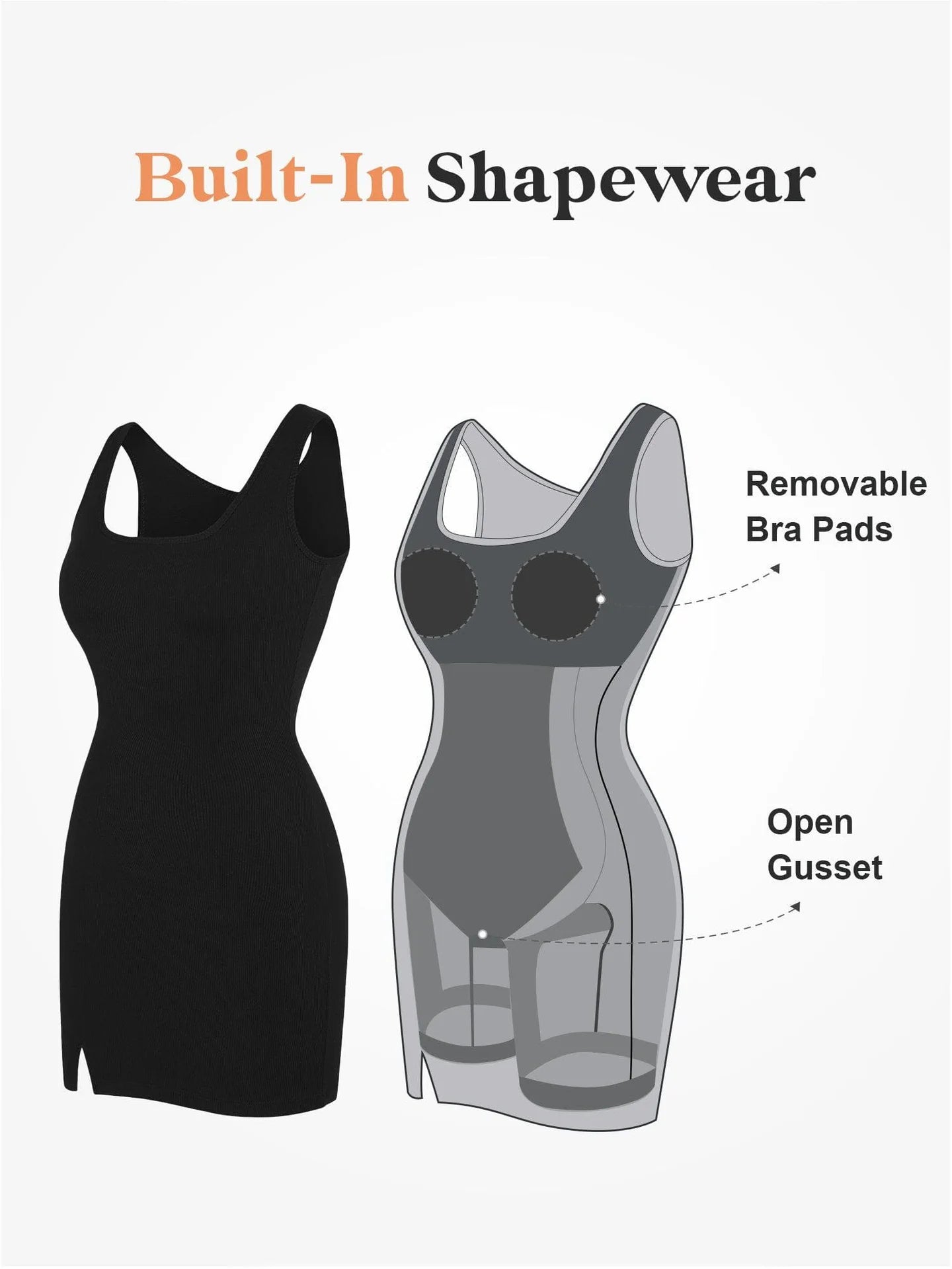 Mini-Robe Fit-Glam® à soutien intégré, larges bretelles
