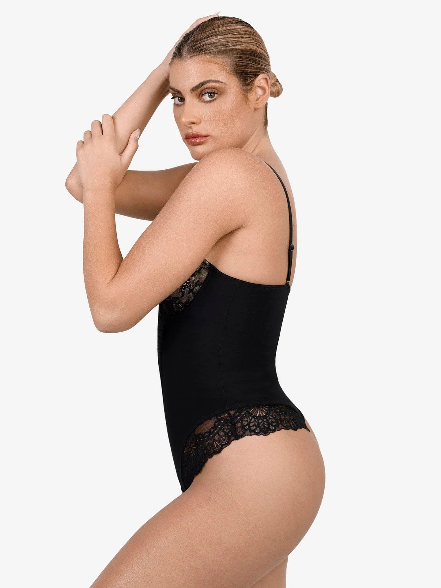 Bodysuit FitGlam® sexy en dentelle à col profond